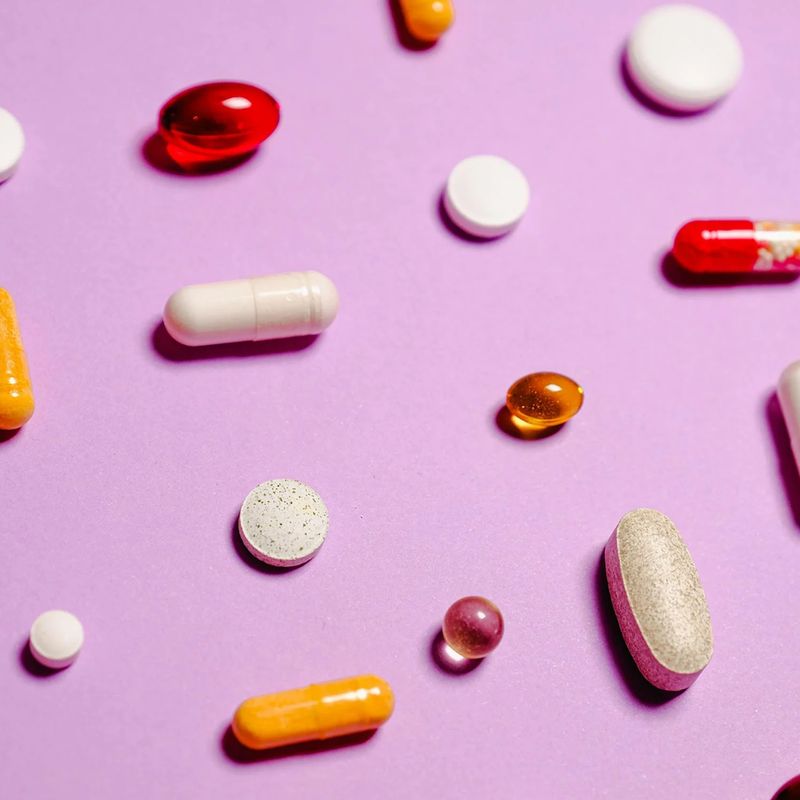 A myriad of medicines on a pleasing pink background